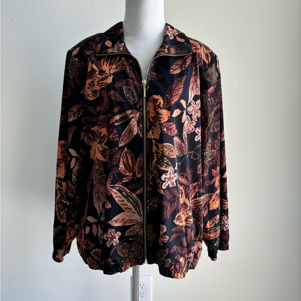 Blair Zip Up Fall Floral Jacket Large petite